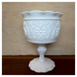 Indiana Glass Daisy Medallion Milk Glass Compote