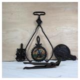 Group of Vintage Metal Trivets and Tongs