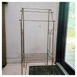 Brass-Tone Freestanding Towel Rack with Shelf