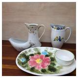 Assorted Vintage Pitchers, Gravy Boat & Platter