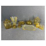 Lot of Vintage Amber Depression Glass Items