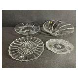 4 - Clear Cut Glass Dishes