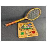 Wooden Ludo Board Game with Racket