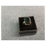 New Sterling Silver Blue Topaz Ring