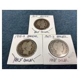 1906, 1907-O & 1915-D Barber Half Dollars