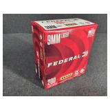 200 Rounds of Federal 9mm Luger Ammunition
