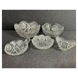 5 - Clear Cut Glass Bowls