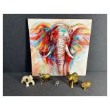 Lot of Elephant Figurines and Artwork
