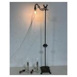 Floor Lamp and Pair of Glass Lamps