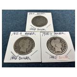 1904, 1908-O & 1915-S Barber Half Dollars