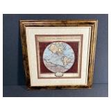 Framed 16th Century World Map Reproduction
