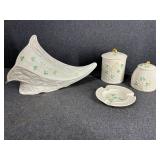 4 - Belleek Shamrock Porcelain Dishes
