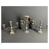3 - Antique Silver Candleabras