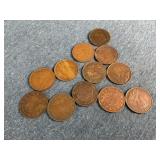 12 - Foriegn One Cent Coins