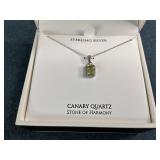 New Sterling Silver Canary Quartz Necklace