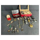 Lot of Jewelry, Watches, Spoons, and More