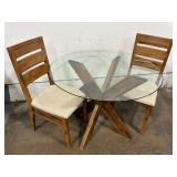 Glass Top Wooden Dining Set