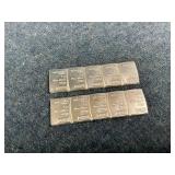 10 - Valcambi Suisse 1g .999 Fine Silver Bars