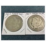 1900-O & 1921-D Morgan Silver Dollars