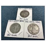 1935-D, 1942 & 1946-S Walking Liberty Half Dollars