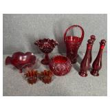 9 - Ruby Red Glass Decorations