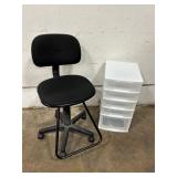 Rolling Chair and Plastic Organizer