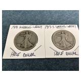 1917-S & 1918 Walking Liberty Silver Half Dollars