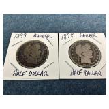 1898 & 1899 Barber Silver Half Dollars