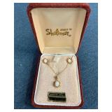 Shaliman Gold Filled Opal Necklace & Earring Set