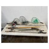 Lot of Fishing Rods and Nets