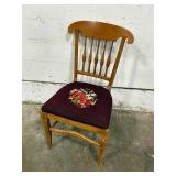 Wooden Needlepoint Floral Seat Chair