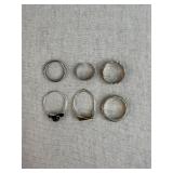 6 - Sterling Silver Rings ï¿½ 13.26 grams