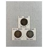 1902, 1907-D & 1912-S Barber Silver Half Dollars