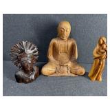 3 - Wood Carved Figures