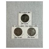 1935-D, 1941 & 1943 Walking Liberty Half Dollars