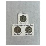 1940-S, 1944-D & 1945 Walking Liberty Half Dollars