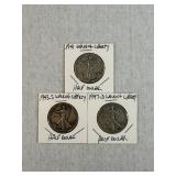 1941, 1943-S & 1947-D Walking Liberty Half Dollars