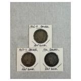 1906-D, 1907-O and 1912 Barber Silver Half Dollars