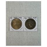 1921 Morgan & 1922 Peace Silver Dollars