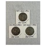 1928-S, 1942 & 1945 Walking Liberty Half Dollars