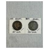 1898 & 1899 Barber Silver Half Dollars