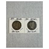 1899 & 1900 Barber Silver Half Dollars