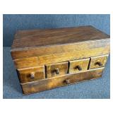 Wooden Box Full Of Vintage Buttons