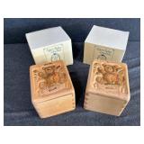 Raikes Signed Carved Wood Boxes