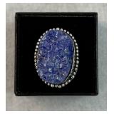 New Sterling Silver Titanium Druzy Agate Ring