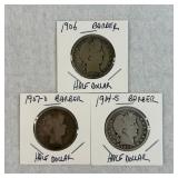 1906, 1907-O & 1914-S Barber Half Dollars