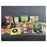 Lot of Vintage Childrens Record Books & More