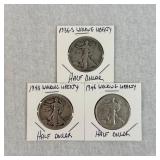 1936-S, 1943 and 1946 Walking Liberty Half Dollars