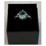 New Sterling Silver Blue Topaz Ring
