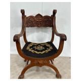 Amazing Carved Wood Needlepoint Chair